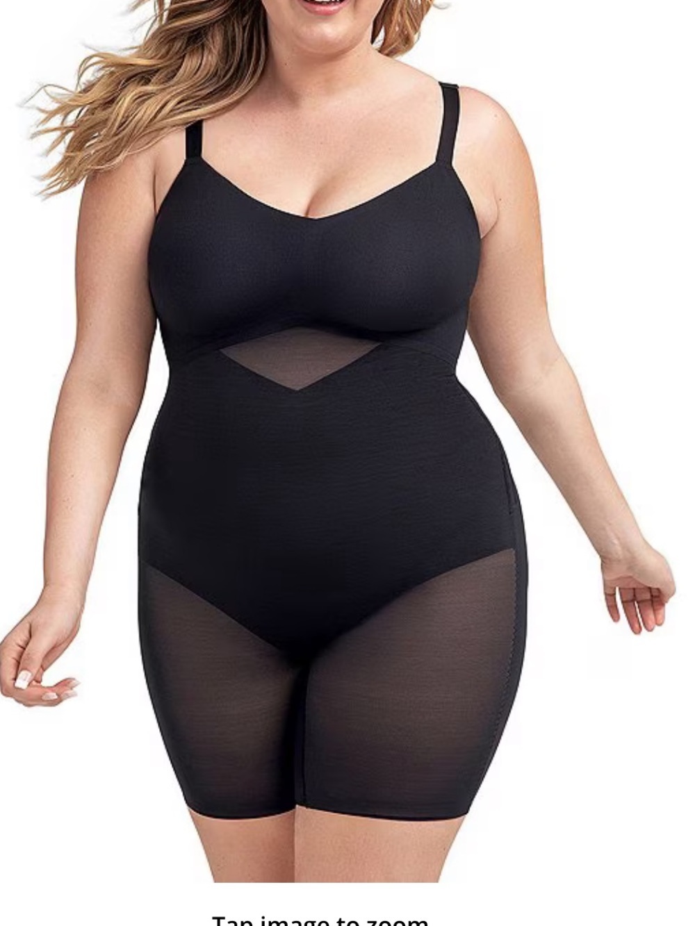 Honeylove Woman's Black Plus-size Classic High-back Mid-Thigh Bodysuit Sz 1x